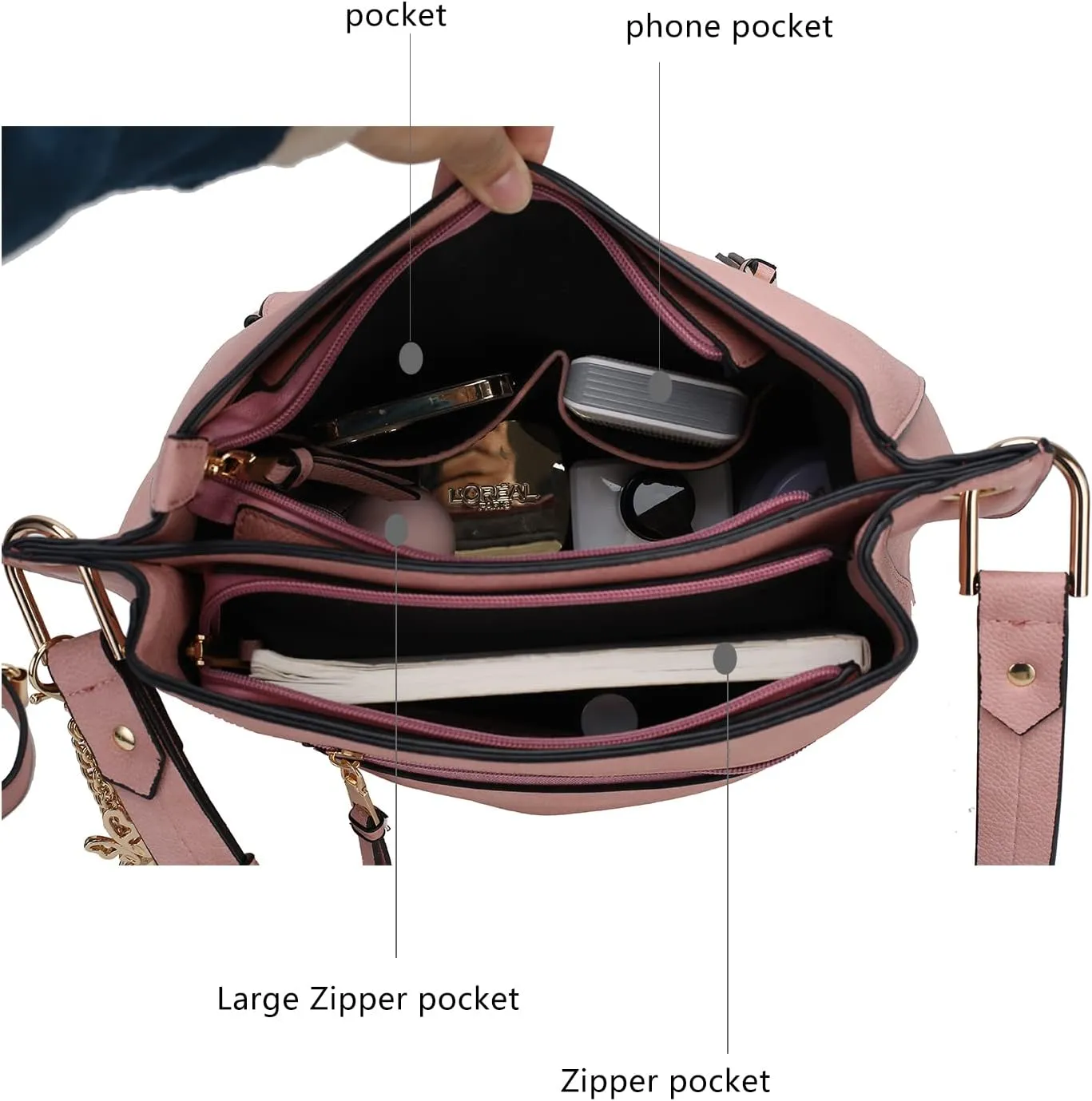 MKF Fashion Hobo Bag for Women – PU Leather Top Handle Handbag Purse – Crossbody Shoulder Strap Lady Pocketbook