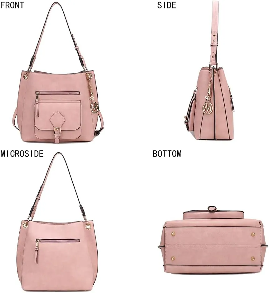 MKF Fashion Hobo Bag for Women – PU Leather Top Handle Handbag Purse – Crossbody Shoulder Strap Lady Pocketbook