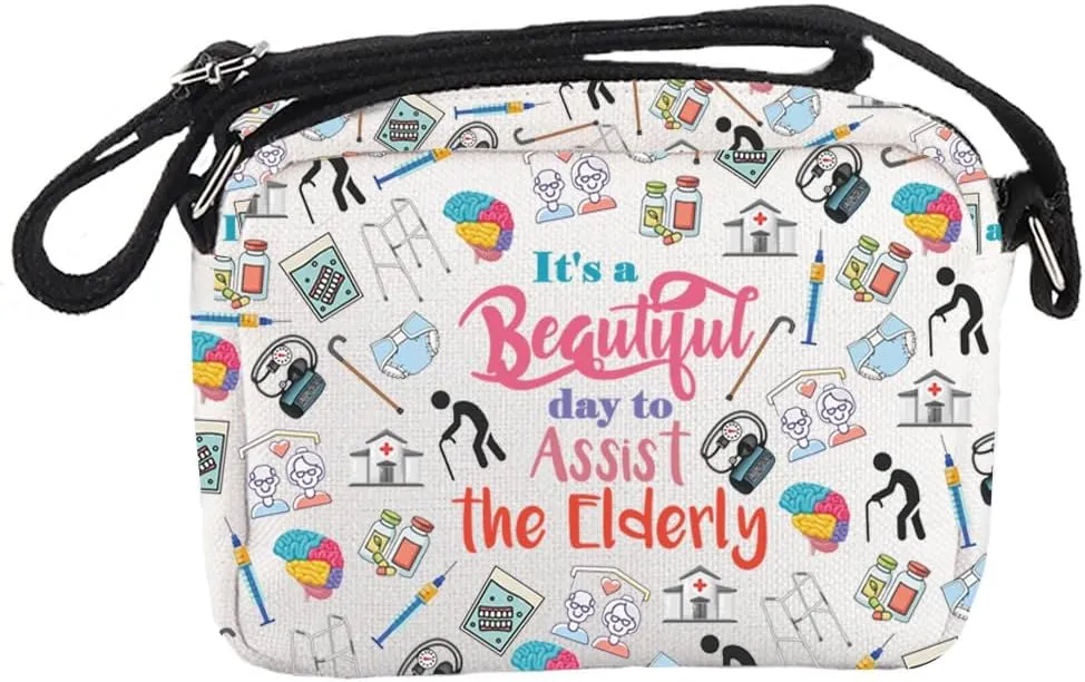 MNIGIU Geriatric Nurse Gift Geriatrician Gift It’s A Beautiful Day To Assist The Elderly Crossbody Bag for Physician