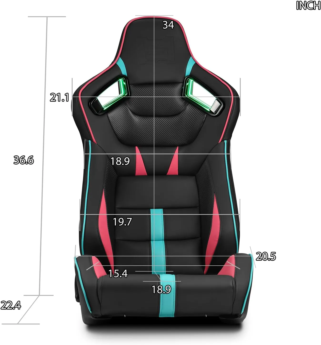ModifyStreet [Neon Racer in VIPER-Series] Universal PVC Leather Reclinable Black with Pink/Blue Racing Seats