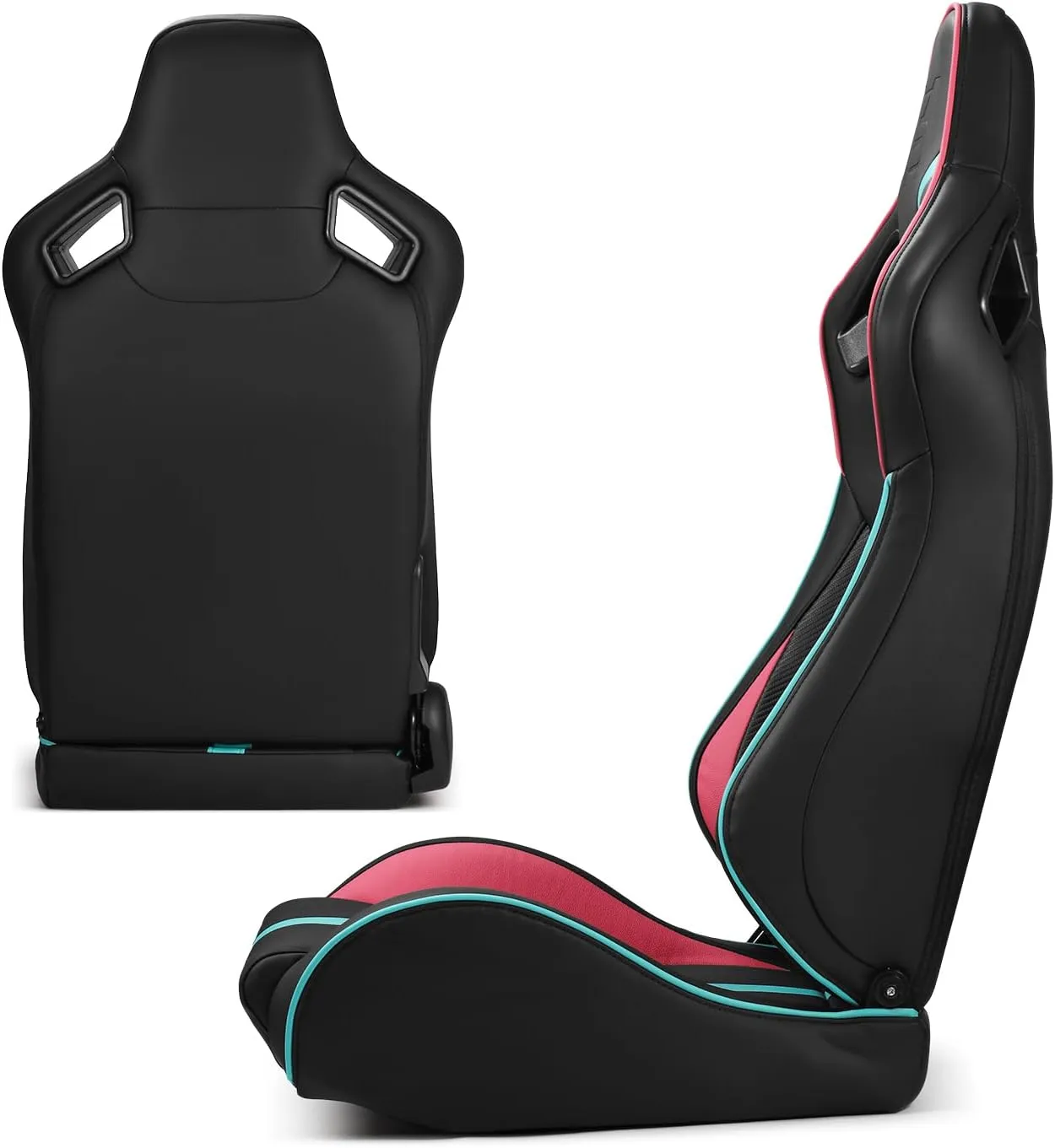 ModifyStreet Universal PVC Leather Reclinable Black with Pink/Blue Racing Seats Right Left [VIPER-Series]