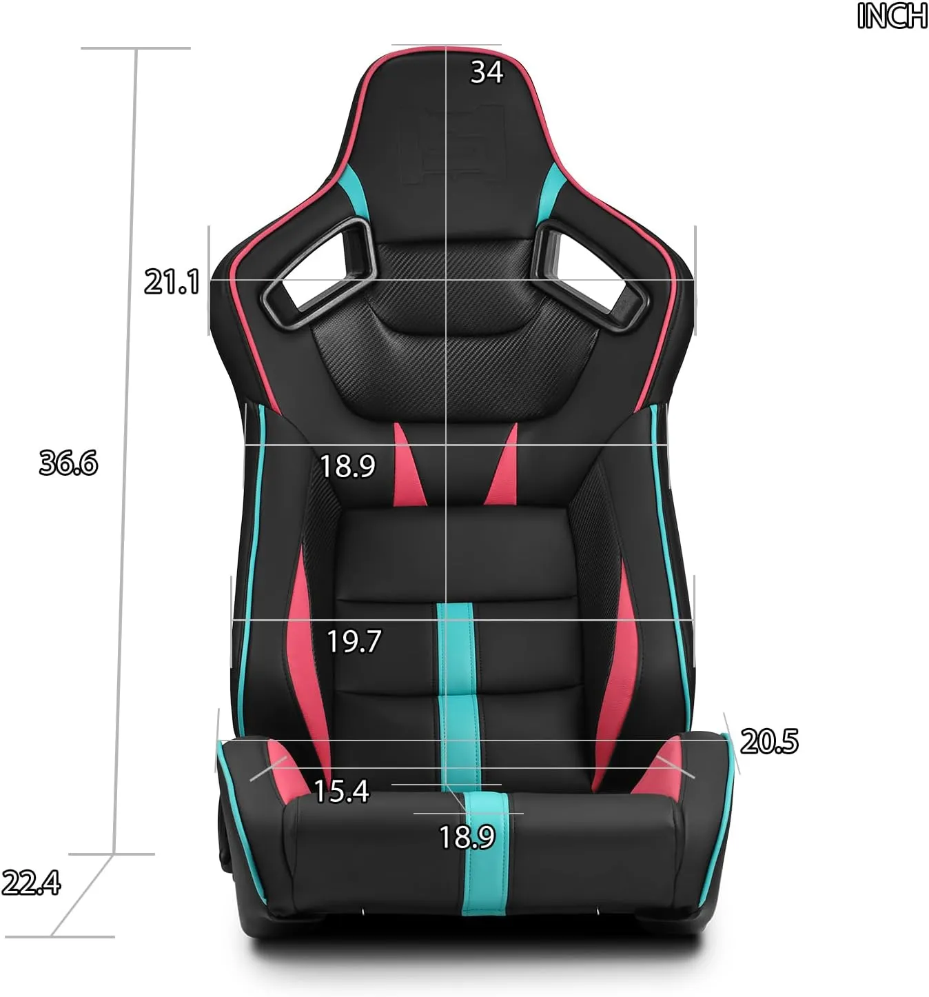 ModifyStreet Universal PVC Leather Reclinable Black with Pink/Blue Racing Seats Right Left [VIPER-Series]