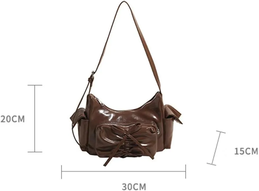 Molodo Crossbody Bags for Women Bow Bag Purses for Women Trendy Chic Shoulder Bag Burgundy Purse Pleated Handbag Underarm Bag