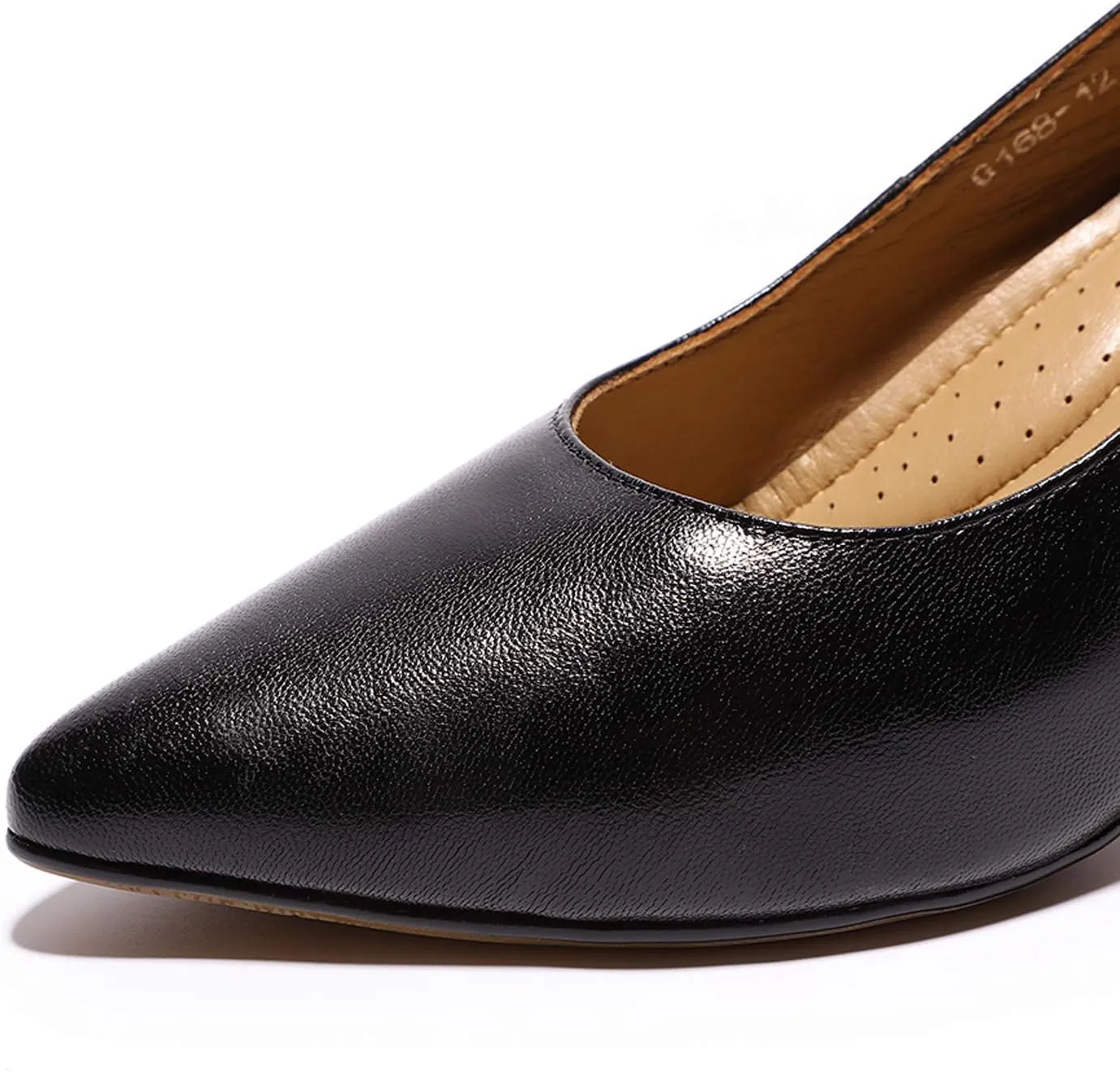 Mona flying Women's Leather Comfort Closed Pointed Toe Pumps Womens High Heels Work Office Dress Shoes for Ladies