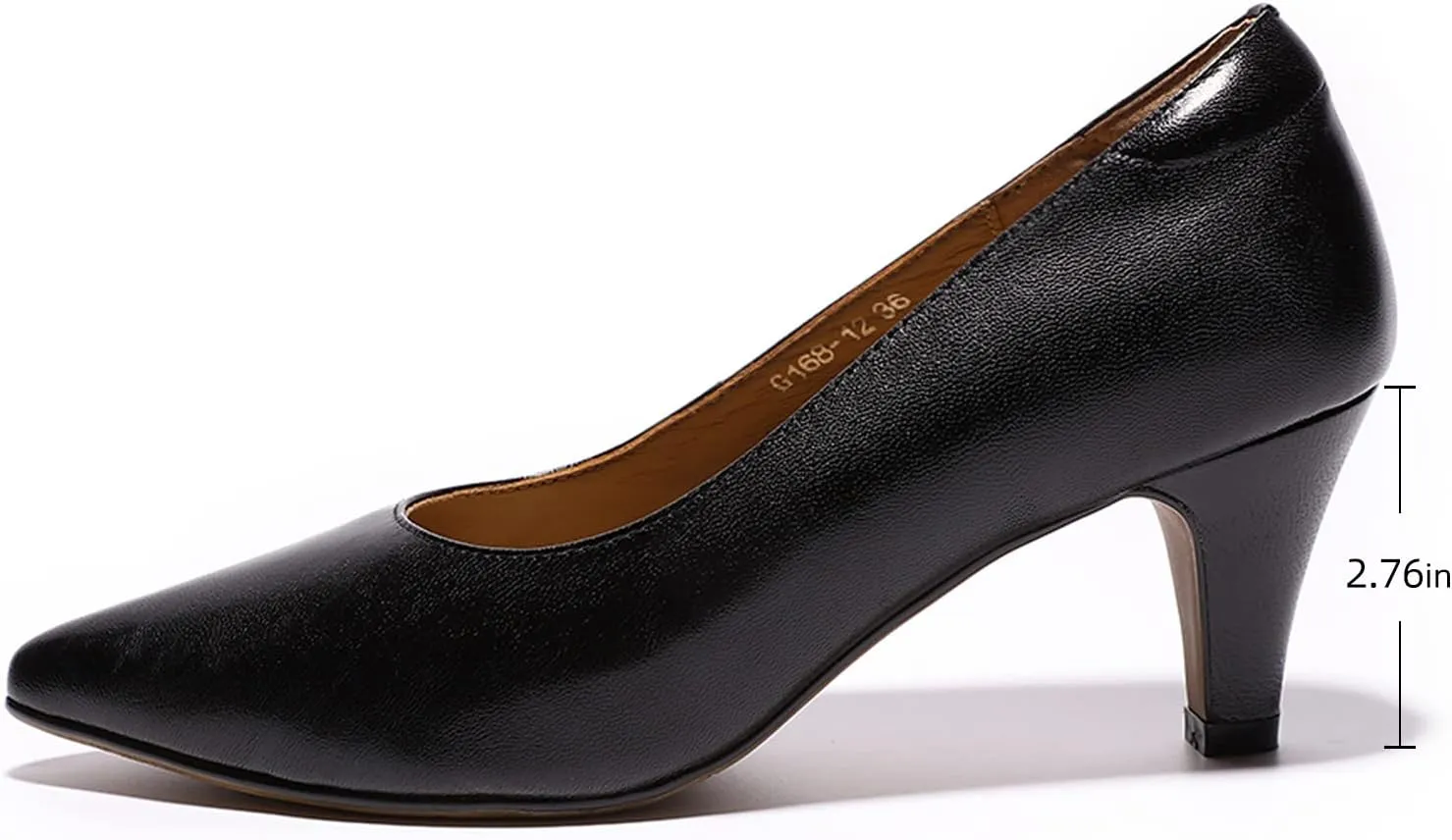 Mona flying Women's Leather Comfort Closed Pointed Toe Pumps Womens High Heels Work Office Dress Shoes for Ladies