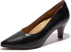 Mona flying Women's Leather Comfort Closed Pointed Toe Pumps Womens High Heels Work Office Dress Shoes for Ladies