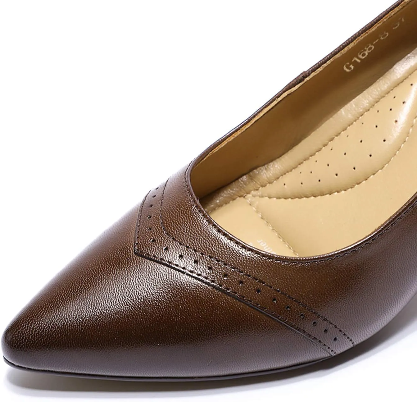 Mona flying Women's Leather Pointed Toe Dress Pumps Comfort High Heels Office Work Shoes for Ladies