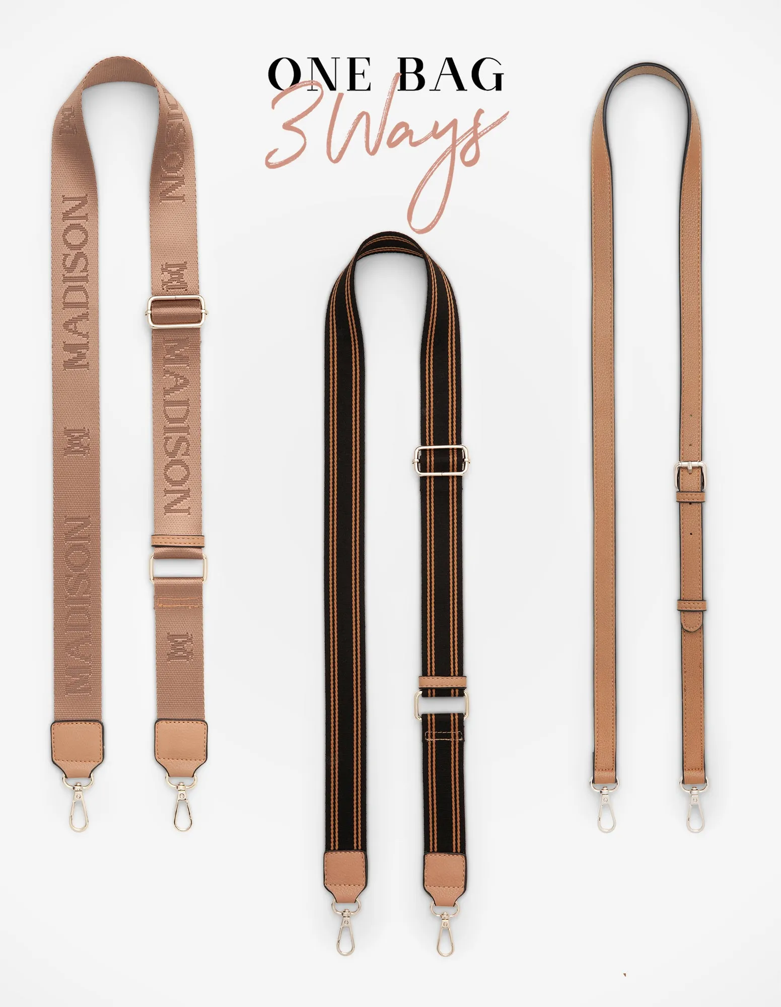 Monica Crossbody Bag & 3 Straps - One Bag 3 Ways