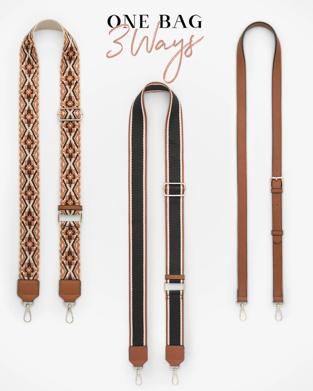 Monica Crossbody Bag & 3 Straps - One Bag 3 Ways
