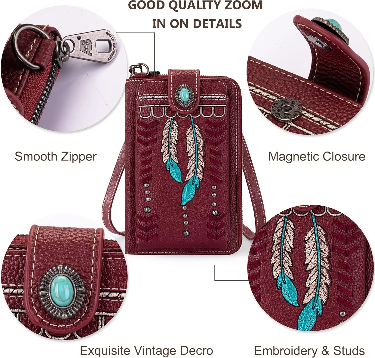 Montana West Small Crossbody Bags for Women Western Handbag with Cash Slots
