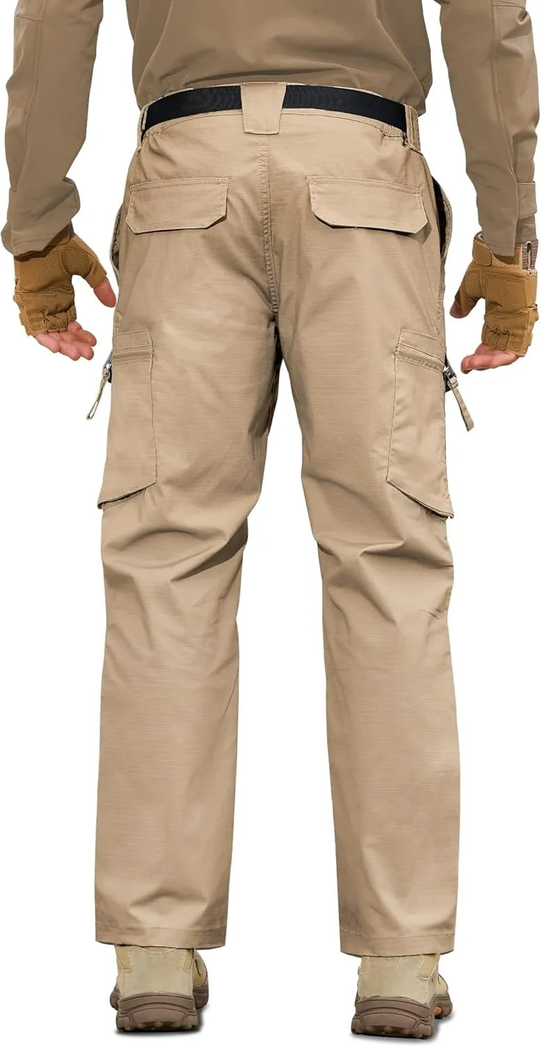 MOURCE Men's Tactical Pants Ripstop - Water-Resistant Lightweight Cargo Work Hiking Pants with 10 Pockets for Outdoor & EDC