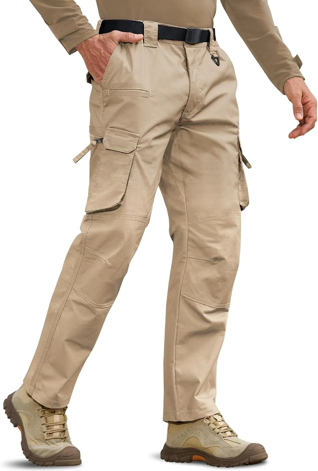 MOURCE Men's Tactical Pants Ripstop - Water-Resistant Lightweight Cargo Work Hiking Pants with 10 Pockets for Outdoor & EDC