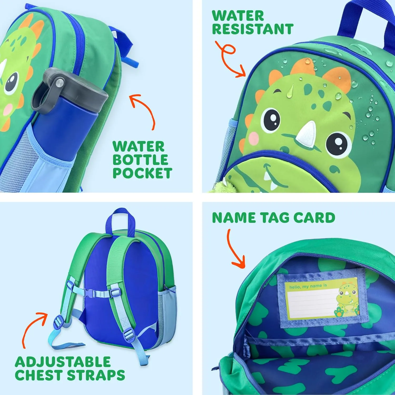 Move2Play, Dinosaur Kids Backpack | Kid Size | Back to School | Elementary, Kindergarten Book Bag | Designed for Boys & Girls Ages 4  Year Olds | Travel Ready