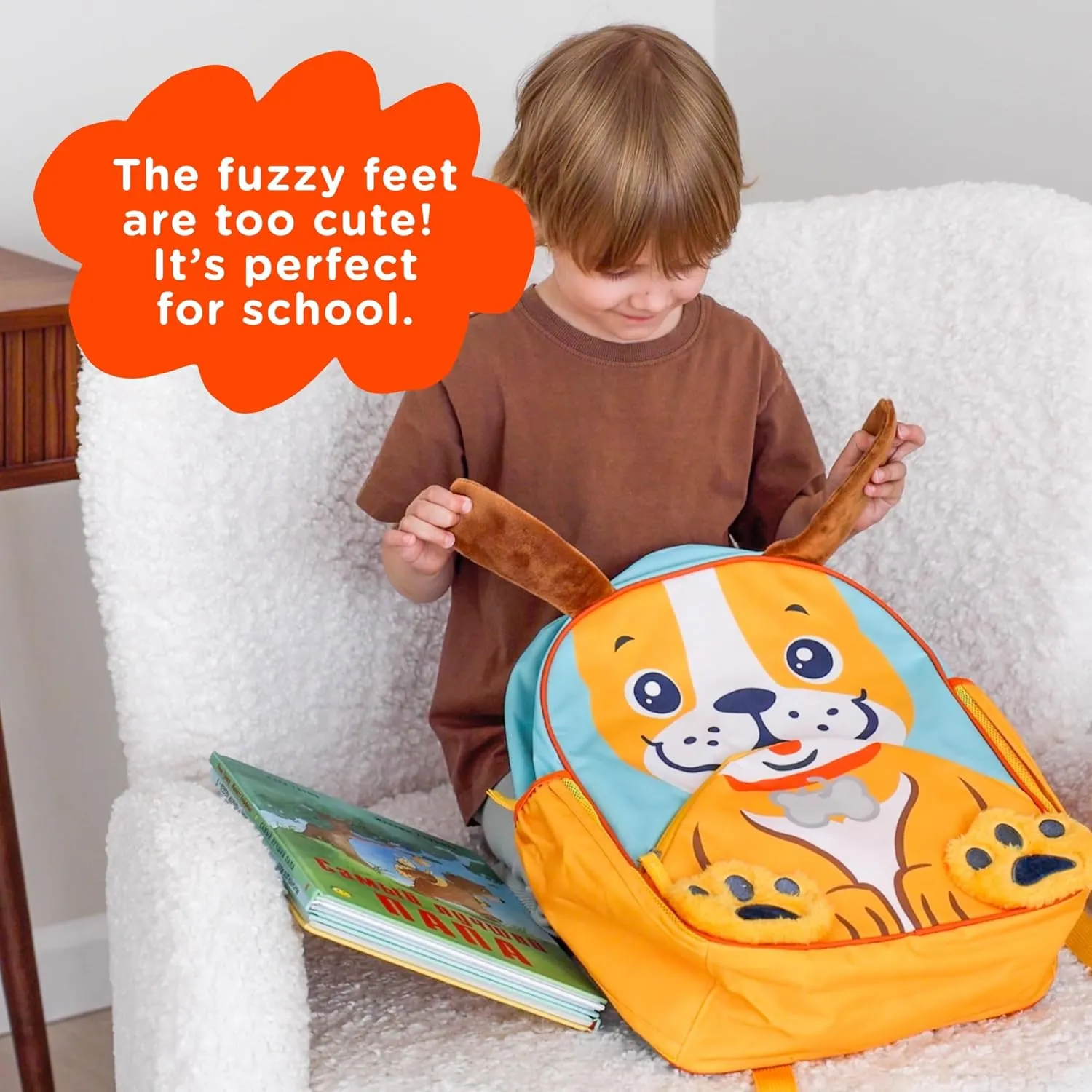 Move2Play, Puppy Kids Backpack | Kid Size | Back to School | Elementary, Kindergarten Book Bag | Designed for Boys & Girls Ages 4  Year Olds | Travel Ready