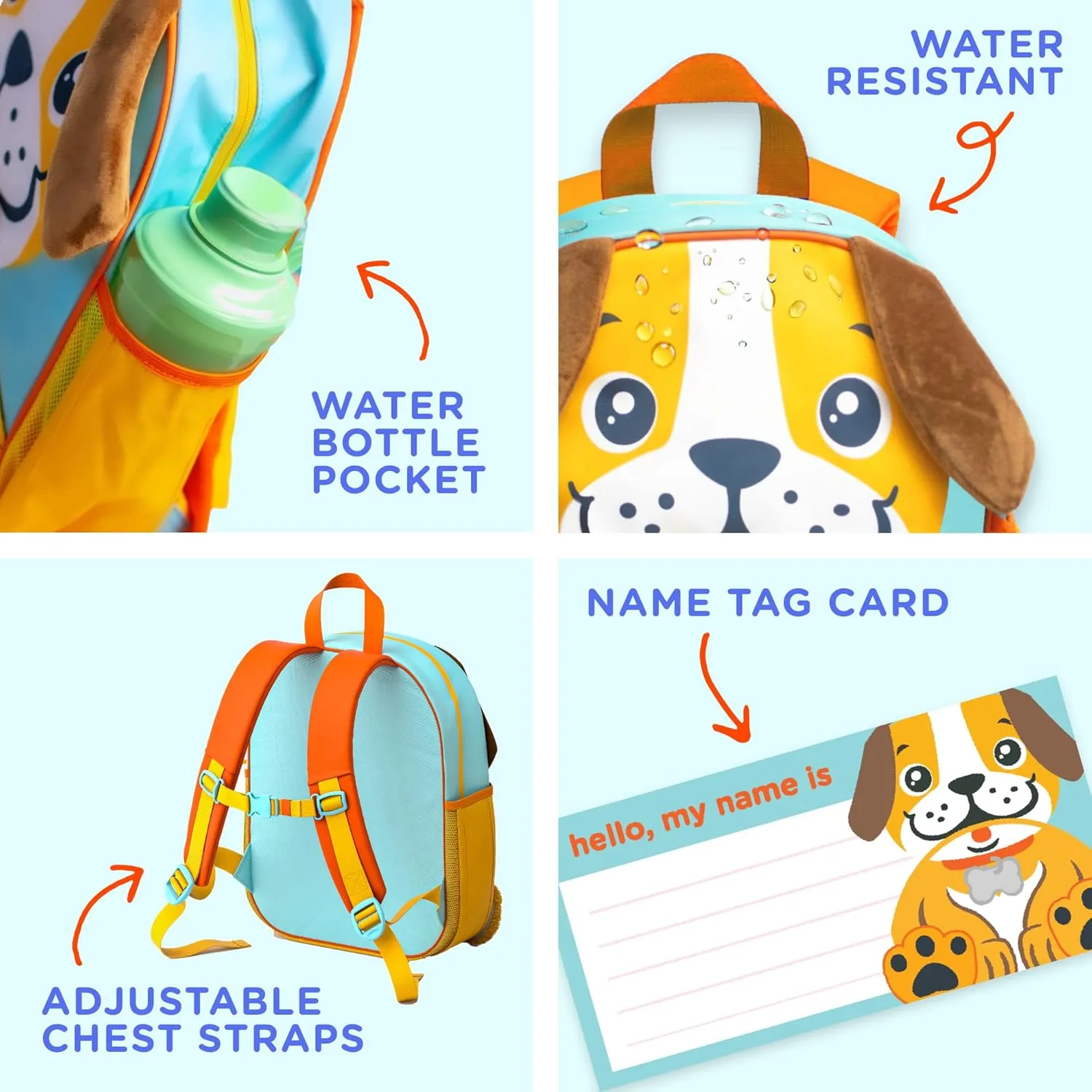 Move2Play, Puppy Kids Backpack | Kid Size | Back to School | Elementary, Kindergarten Book Bag | Designed for Boys & Girls Ages 4  Year Olds | Travel Ready