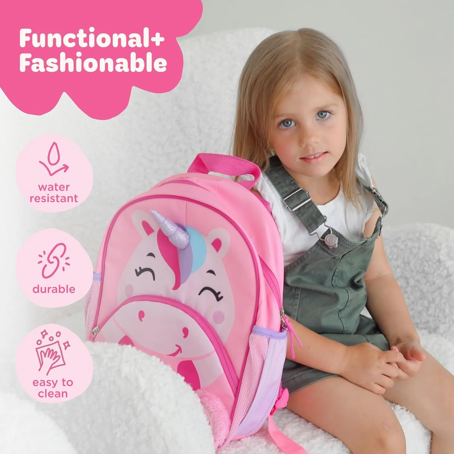 Move2Play, Unicorn Toddler Backpack | Back to School | Preschool Backpack For Kids | Kindergarten School Book Bag | Small, Little, Mini Size Designed for Boys & Girls Ages 2, 3-5  Year Olds