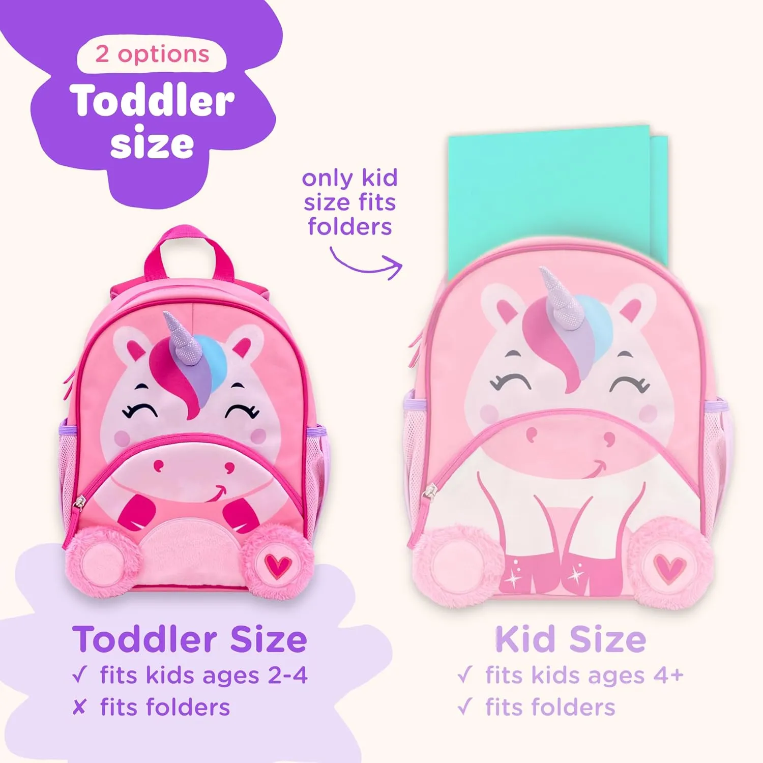 Move2Play, Unicorn Toddler Backpack | Back to School | Preschool Backpack For Kids | Kindergarten School Book Bag | Small, Little, Mini Size Designed for Boys & Girls Ages 2, 3-5  Year Olds