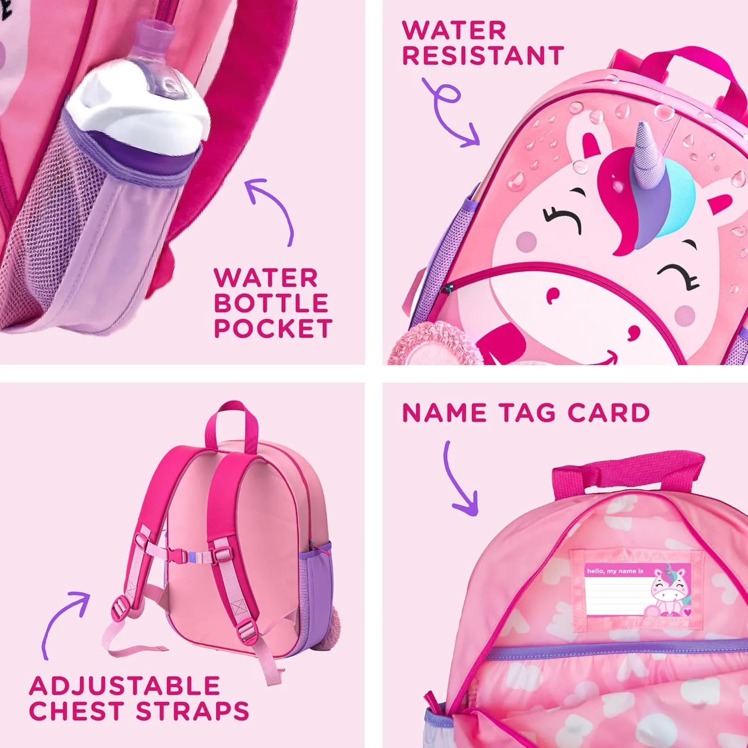 Move2Play, Unicorn Toddler Backpack | Back to School | Preschool Backpack For Kids | Kindergarten School Book Bag | Small, Little, Mini Size Designed for Boys & Girls Ages 2, 3-5  Year Olds