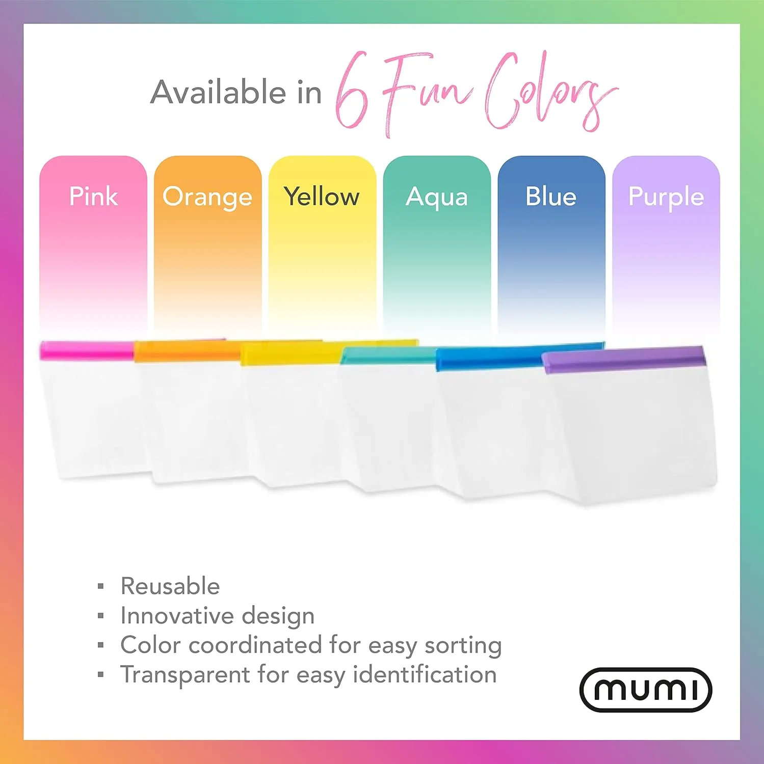 MUMI Reusable Zip Up Bags - Food Storage Bags Travel Organizer - Airtight and Leak-proof Ziplock Bags - Set of 3 Reusable Bags with Zipper - Aqua
