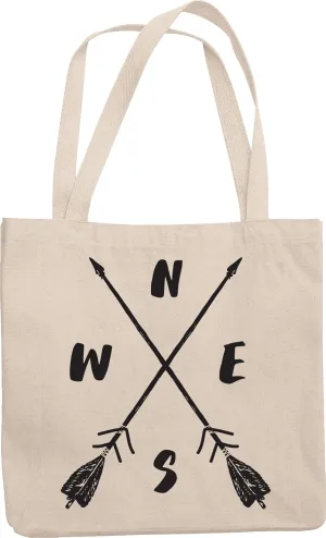 N S E W Hipsters Crossed Arrows Reusable Tote Bag Stuff for Travelers