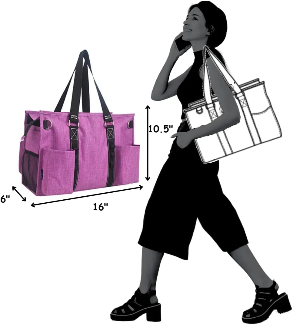 NGIL Utility Water Resistant Zippered Lined Tote Bag,Multi Pocket Organizer, Work Tote Bags for Women, Nurse Tote,Nurse Gift