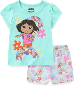 Nickelodeon Dora the Explorer Girls Short Sleeve T-Shirt and Shorts Set for Toddlers