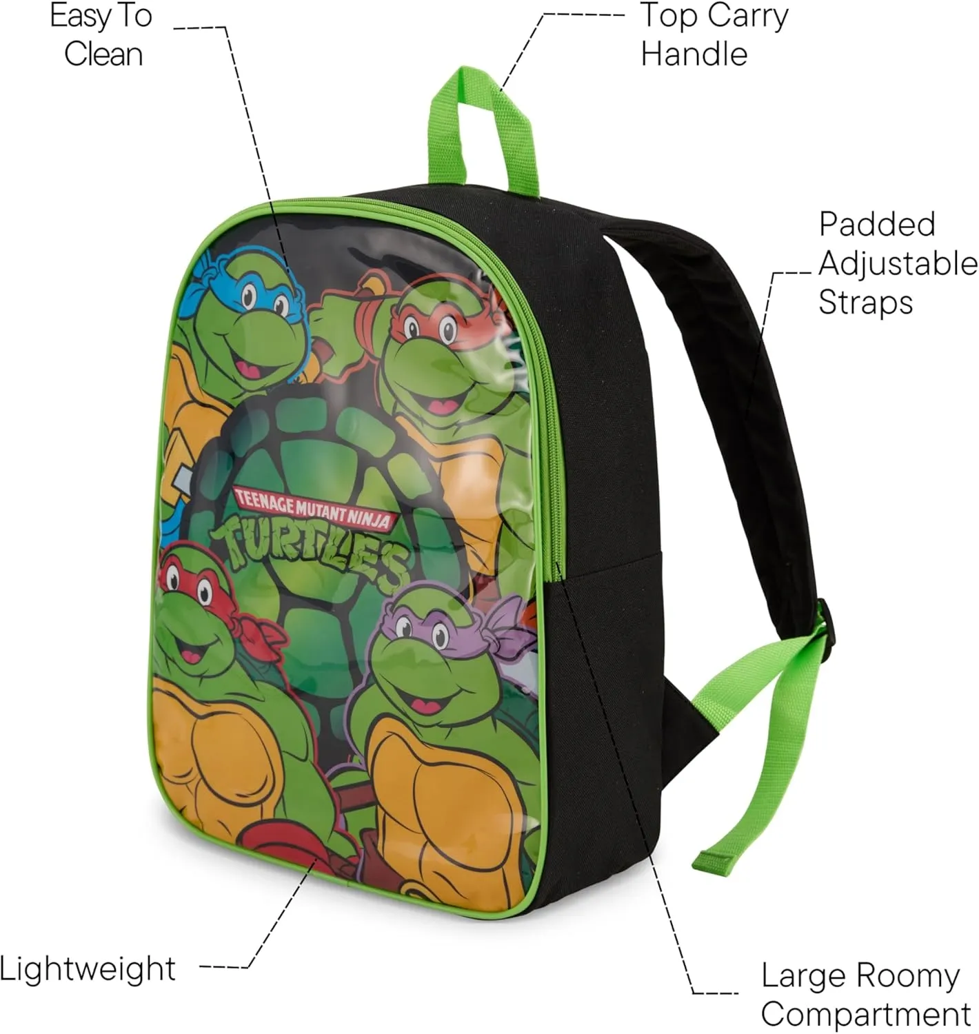 Nickelodeon Teenage Mutant Ninja Turtles Toddler Boy Backpack for Kids - Toddler Backpack with Padded Straps & Zip Compartment Little Kids Backpack - Comfy TMNT Backpack for Kids - 15"
