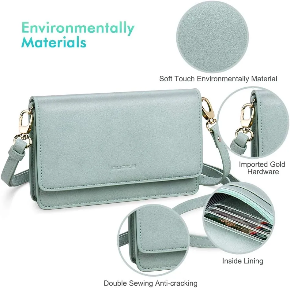 nuoku Women Small Crossbody Bag Cellphone Purse Wallet with RFID Card Slots 2 Straps