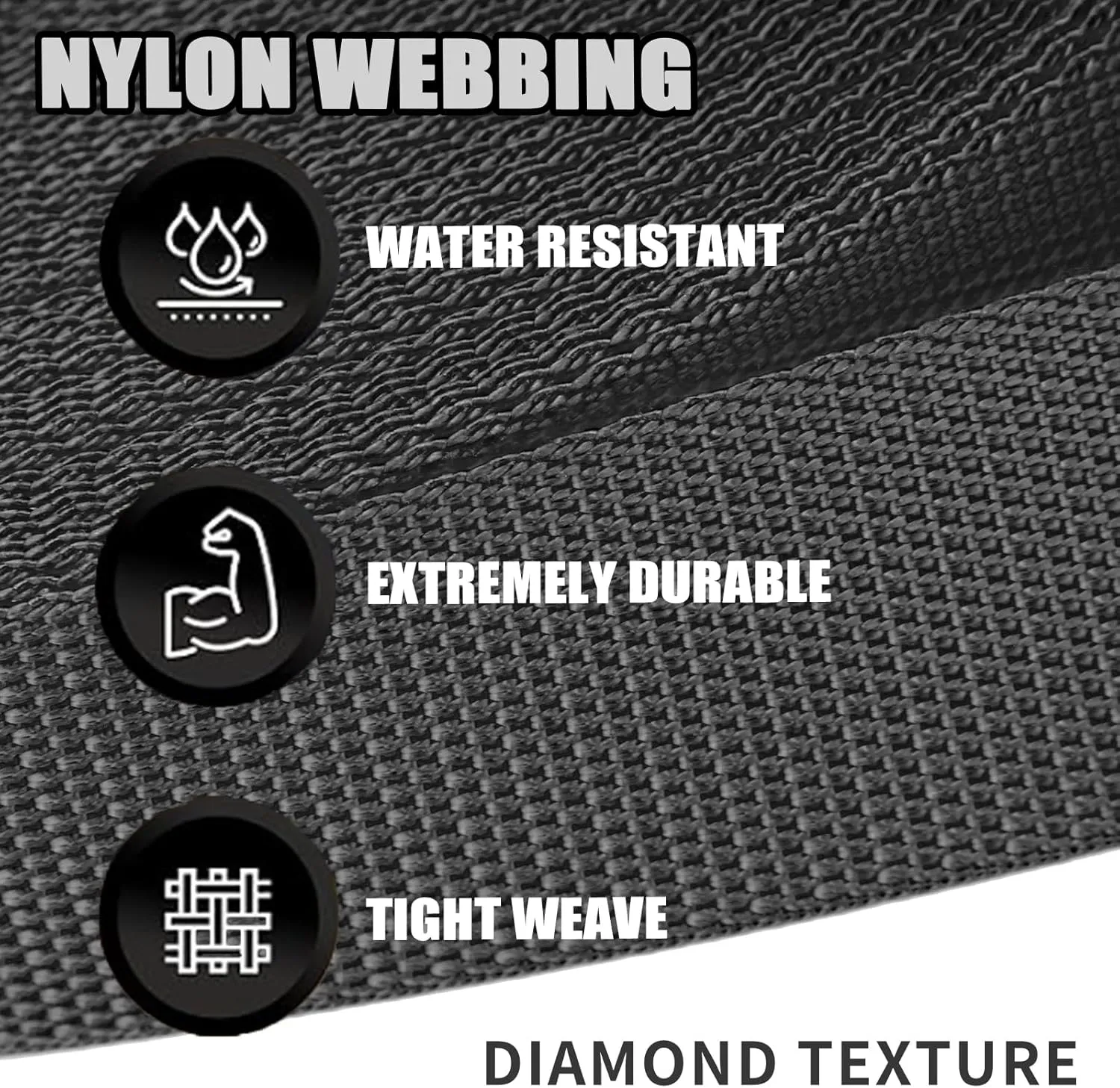 Nylon Webbing 1 Inch 1.5 Inch, Heavy Duty Nylon Webbing Strap 12 Yard, Durable Nylon Strapping for Indoor or Outdoor Gear, DIY Crafting, Repairing (Black, 1"-26 Yard)