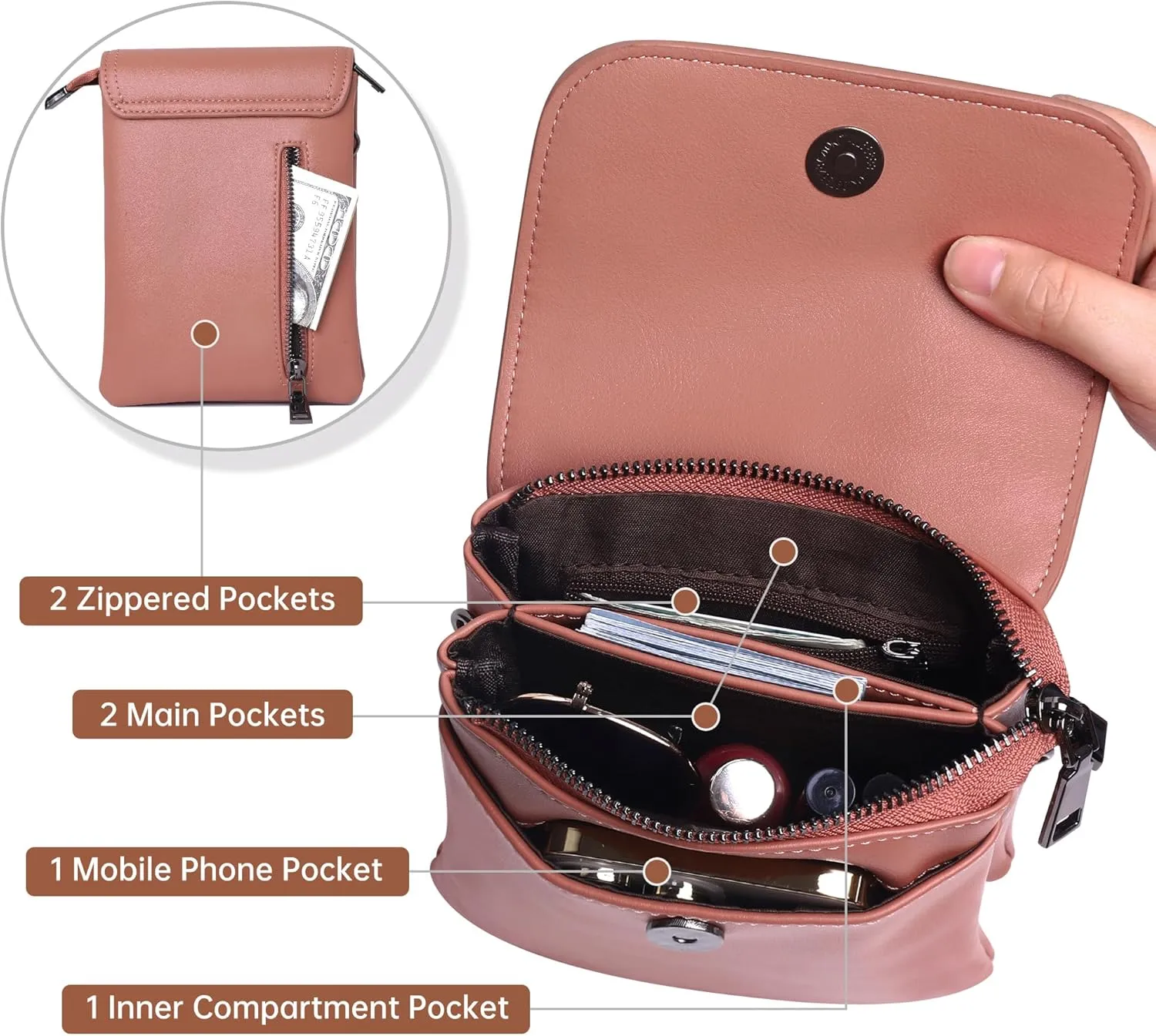OIDERY Crossbody Bags for Women Small Cell Phone Wallet Purse with Adjustable Strap Women's Shoulder Handbag
