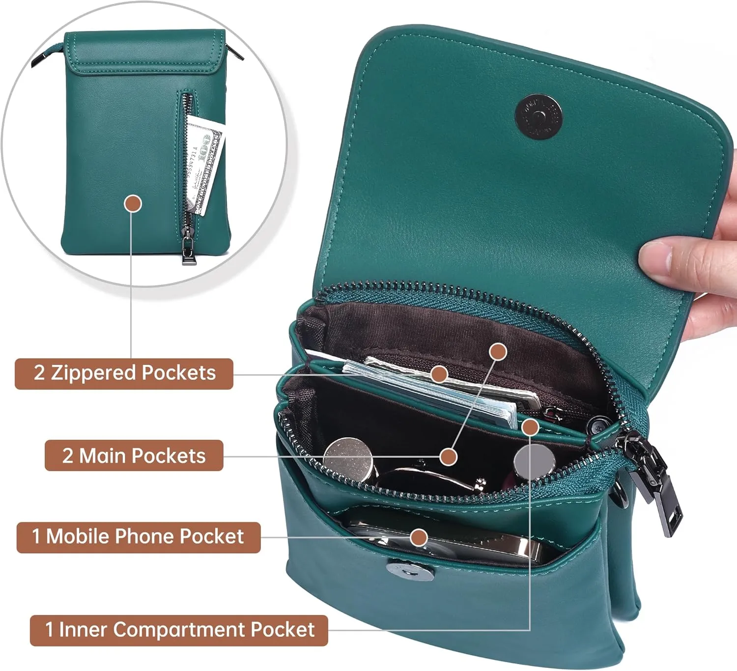 OIDERY Crossbody Bags for Women Small Cell Phone Wallet Purse with Adjustable Strap Women's Shoulder Handbag