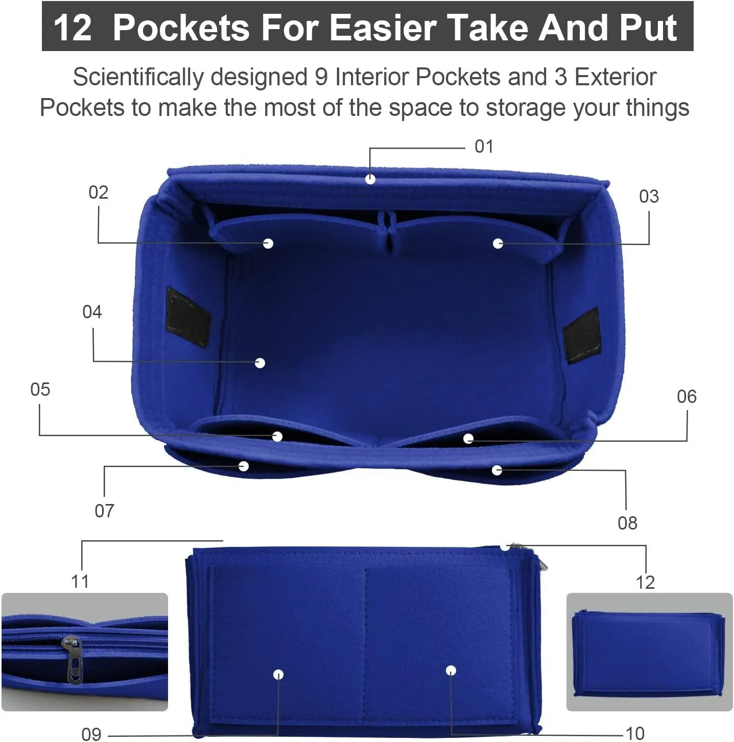 OMYSTYLE Purse Organizer Insert, Felt Tote Bag Organizer Insert with 5 Sizes, Handbag Dividers for Inside Purse, Compatible with Longchamp, Neverful, Speedy and More