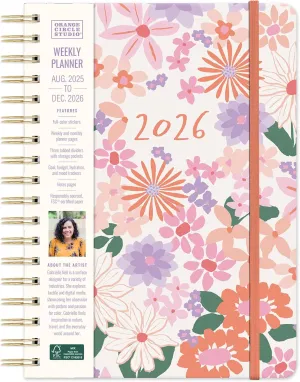 Orange Circle Studio Academic Planner 2026, Secret Garden, Tri-Tab Planners, 17-Month Triple-Section Weekly Monthly Planner Calendar for School or Work, Includes 96 Full Color Stickers, Note Pages