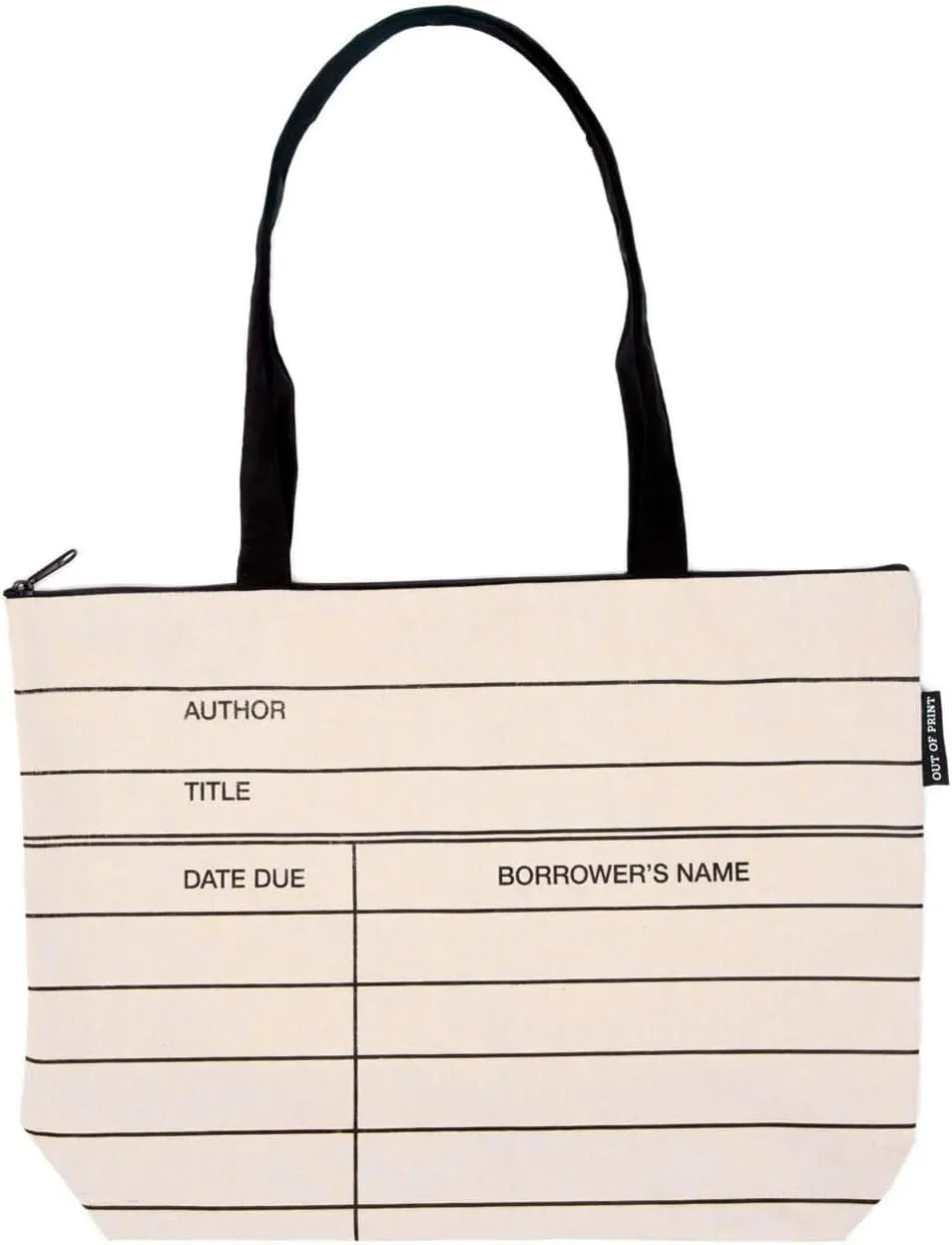 Out of Print Library Card Zippered Market Tote