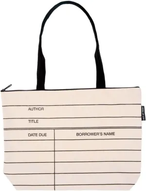 Out of Print Library Card Zippered Market Tote