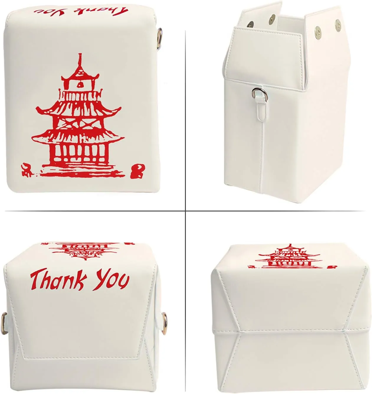 Oweisong Women Novelty Chinese Takeout Purse Tower Print Crossody Shoulder Bag Box Totes with Comfortable Chain Strap