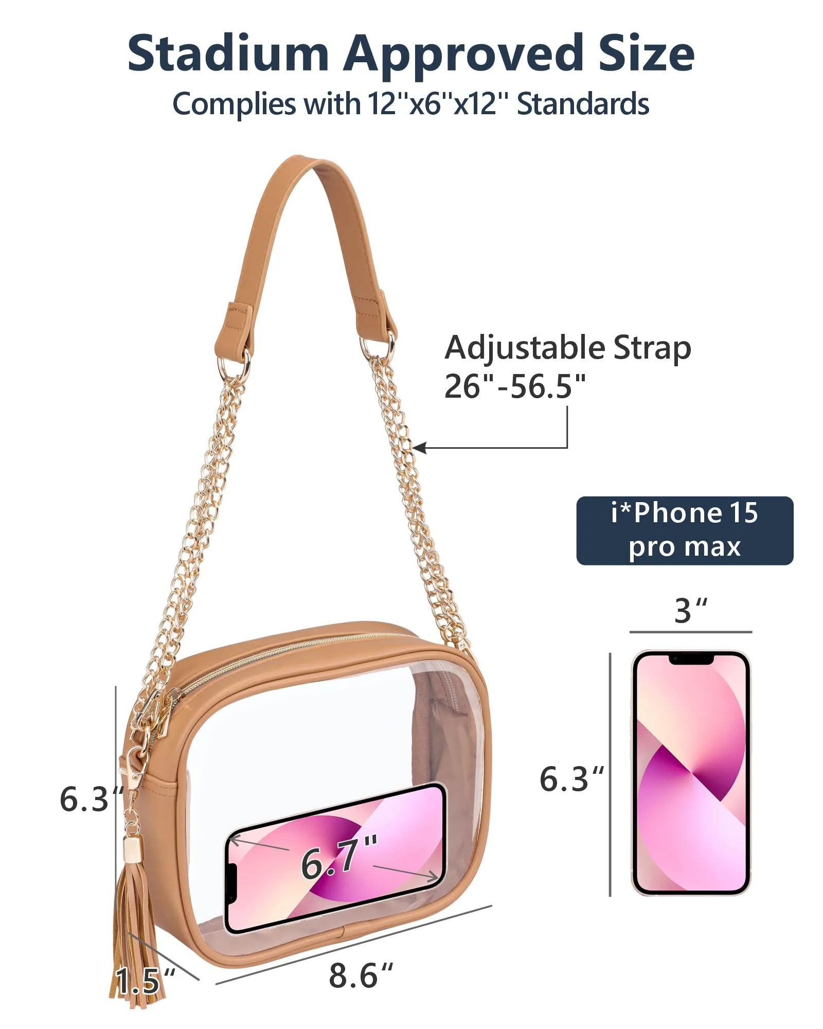 PACKISM Clear Bag for Stadium with Adjustable Strap