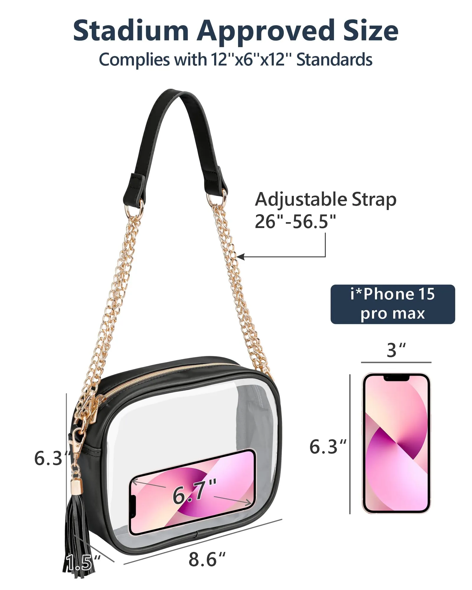 PACKISM Clear Bag for Stadium with Adjustable Strap