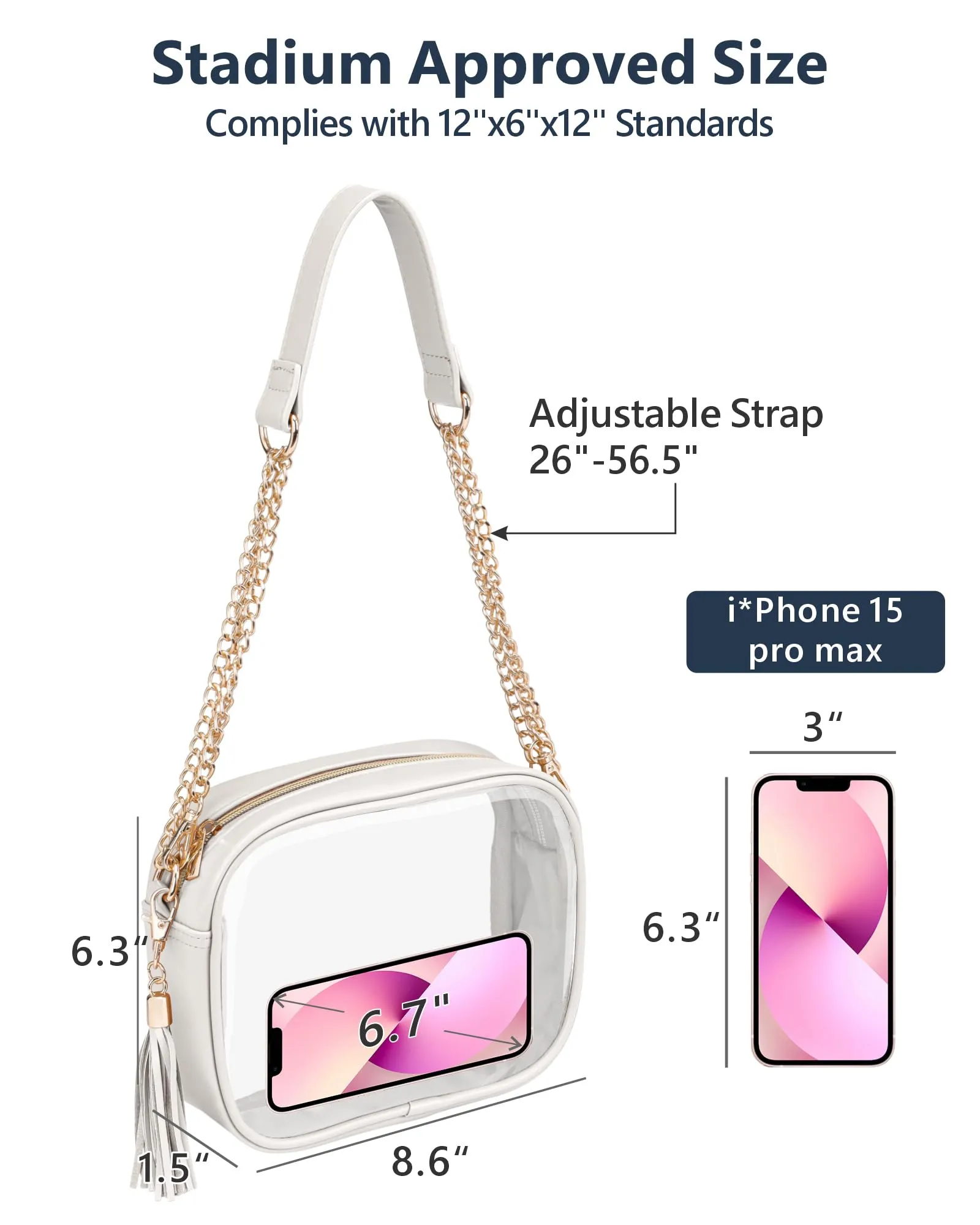PACKISM Clear Bag for Stadium with Adjustable Strap
