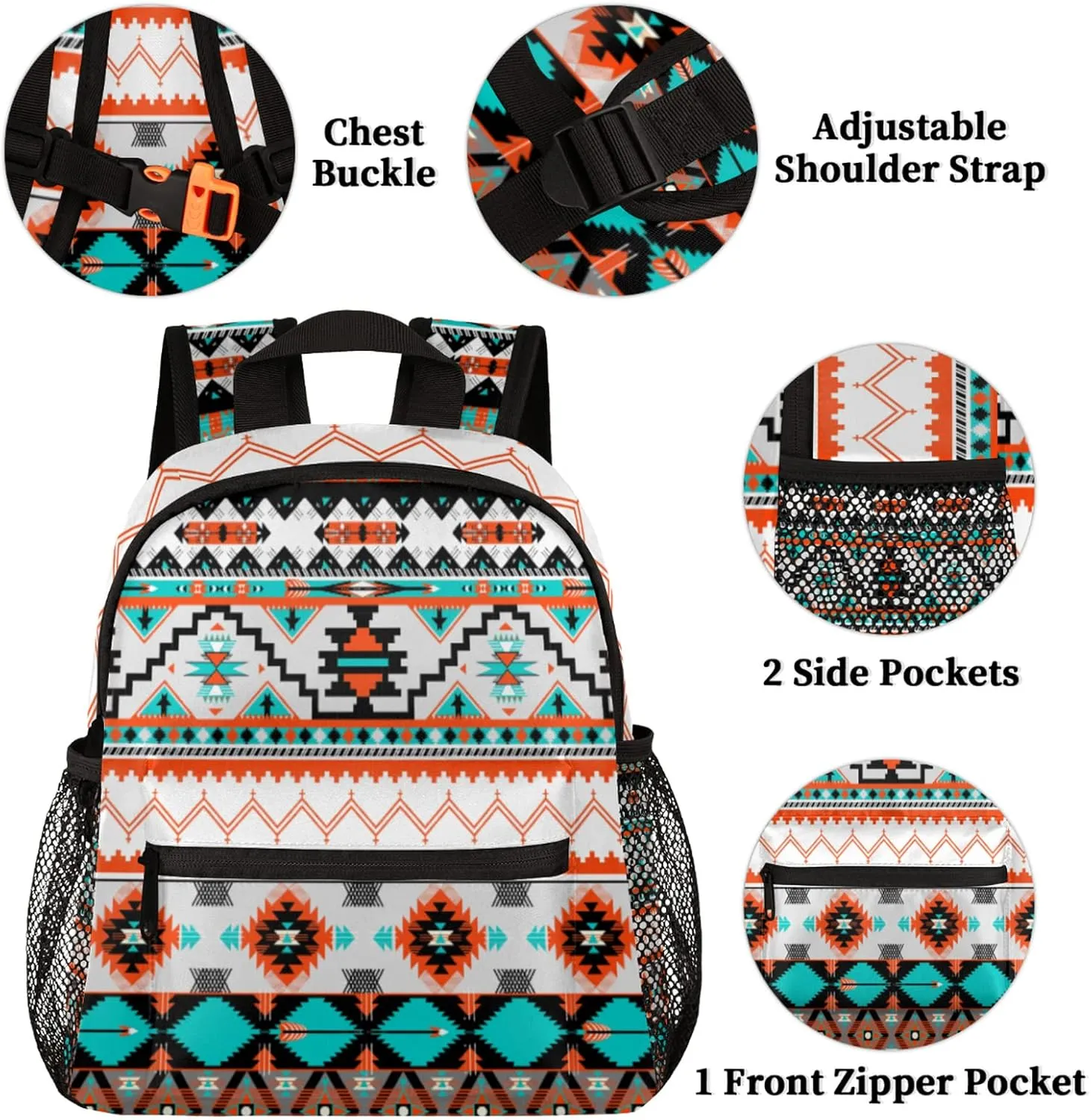 Pardick Aztec Cute Kids Backpack Aztec Toddler Backpack for Boys Girls with Chest Strap Lightweight Kindergarten Children Schoolbag Nursery Elementary Travel Bag