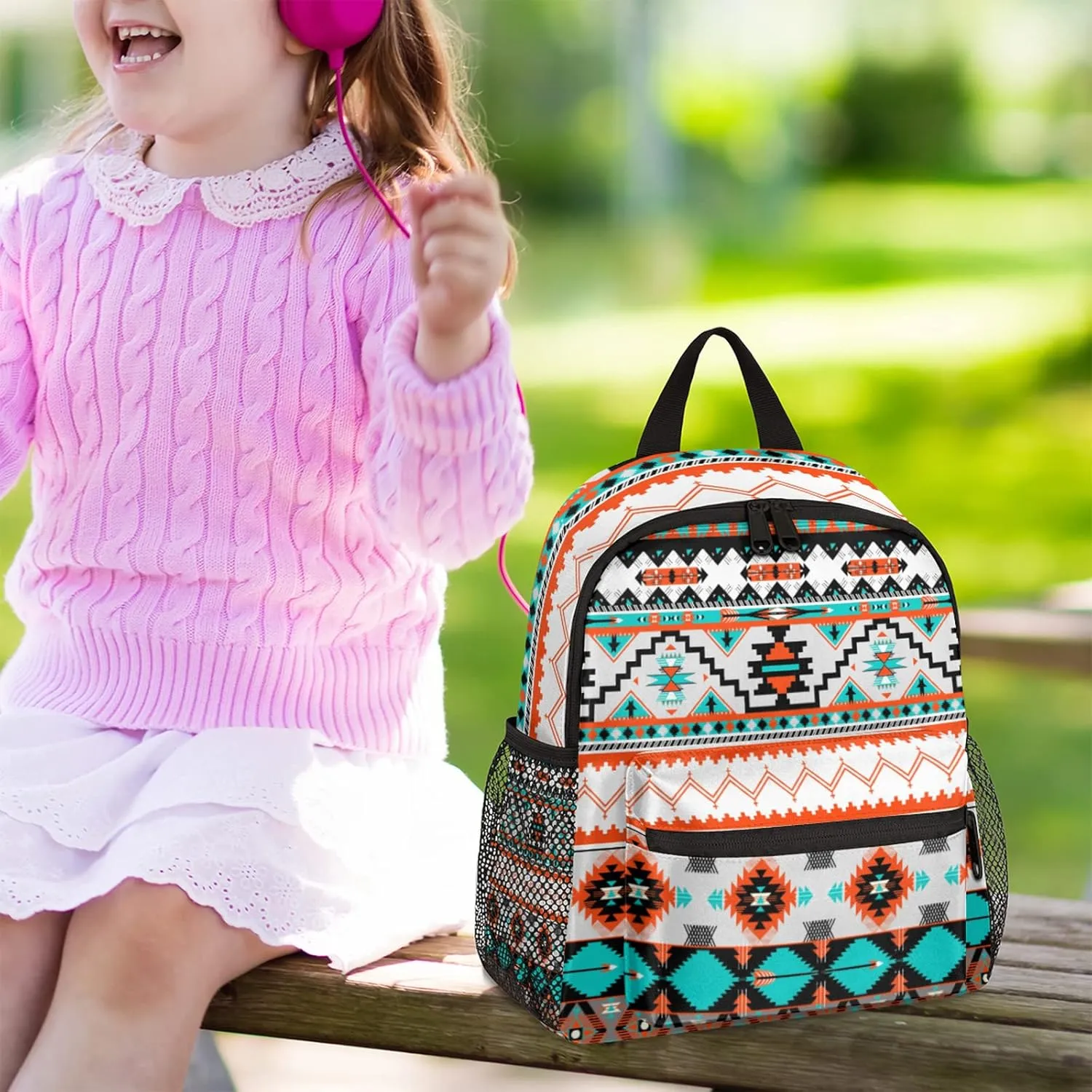 Pardick Aztec Cute Kids Backpack Aztec Toddler Backpack for Boys Girls with Chest Strap Lightweight Kindergarten Children Schoolbag Nursery Elementary Travel Bag