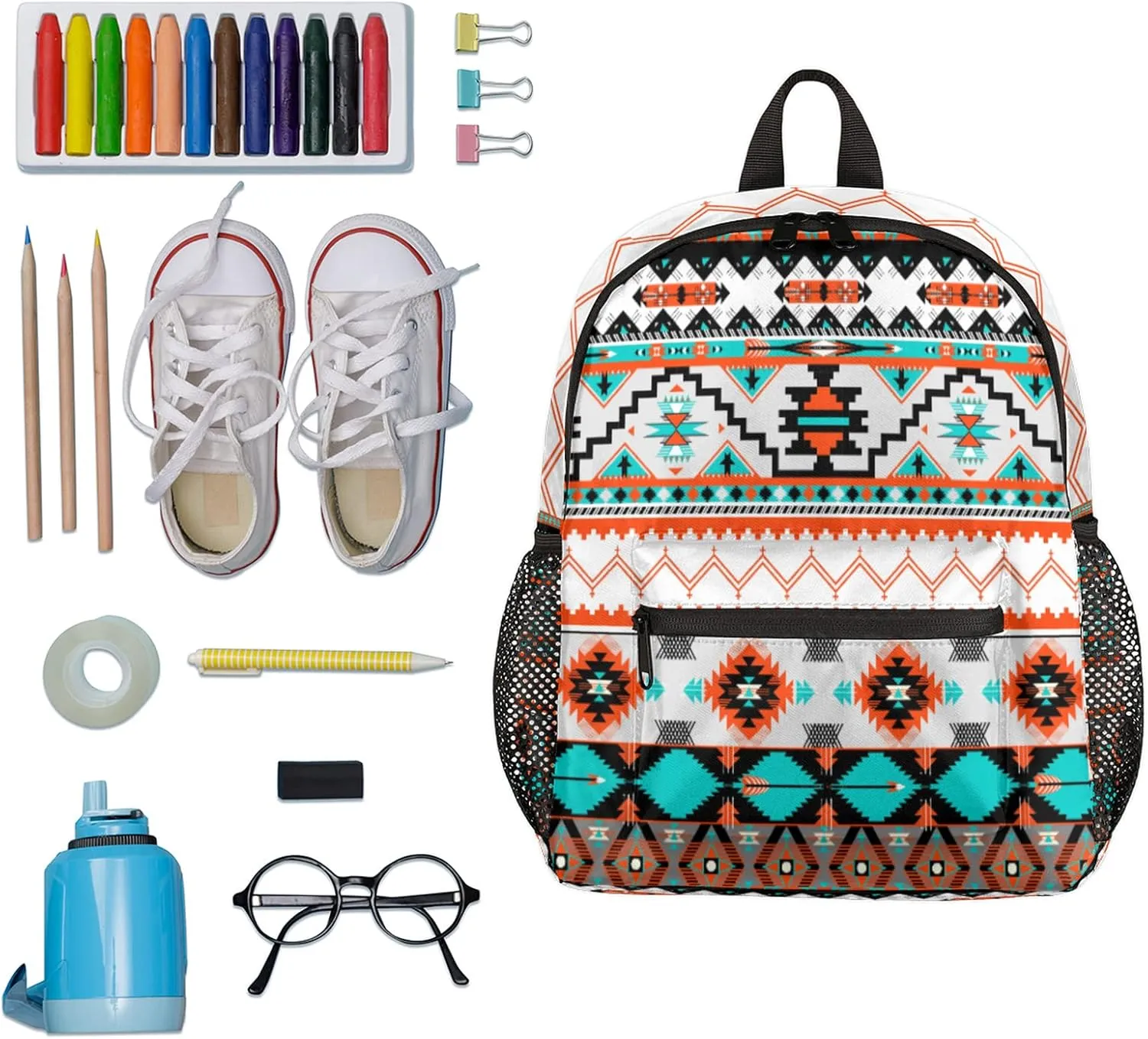 Pardick Aztec Cute Kids Backpack Aztec Toddler Backpack for Boys Girls with Chest Strap Lightweight Kindergarten Children Schoolbag Nursery Elementary Travel Bag