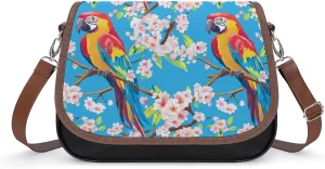 Parrot Bird Crossbody Bags for Women Leather Tote Bag Handbag Purse for Work Travel