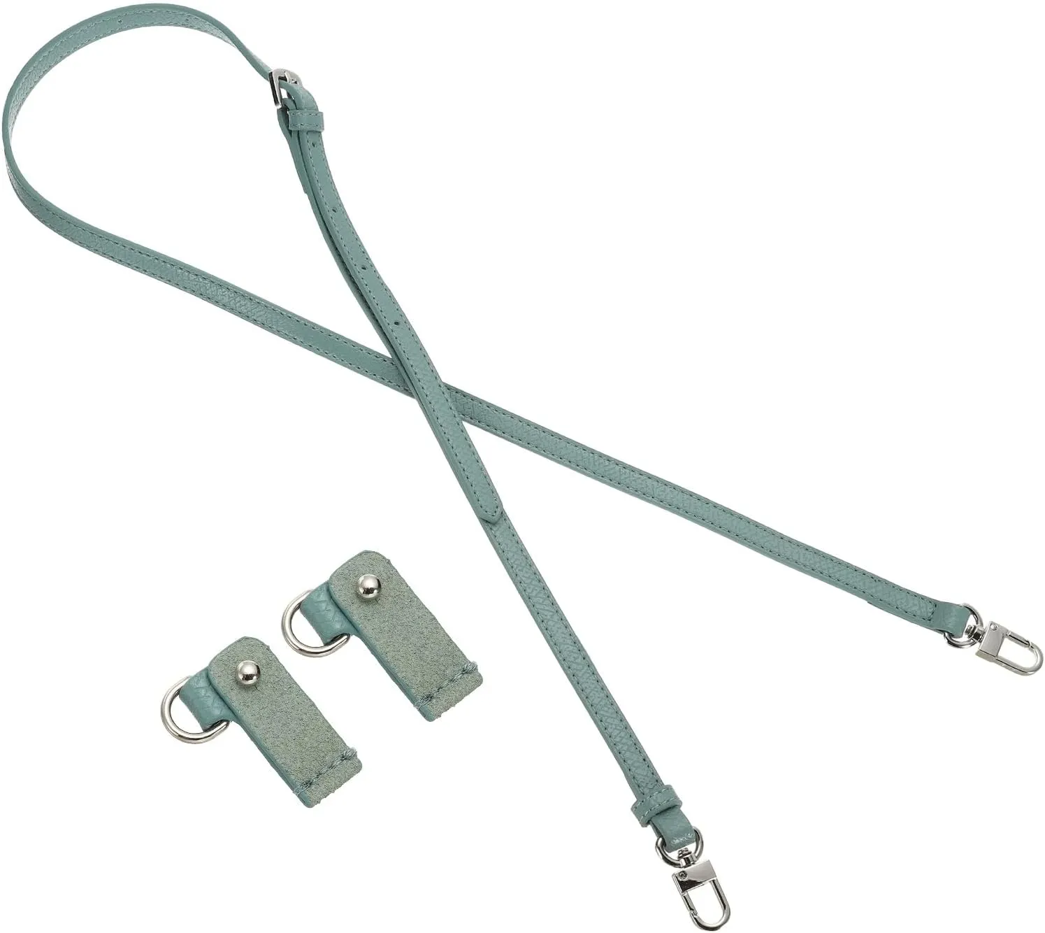 PATIKIL Leather Shoulder Straps, Adjustable Purse Straps Replacement Kit Crossbody Handbag with Silver Clasp for Mini Tote Bag, Lake Blue