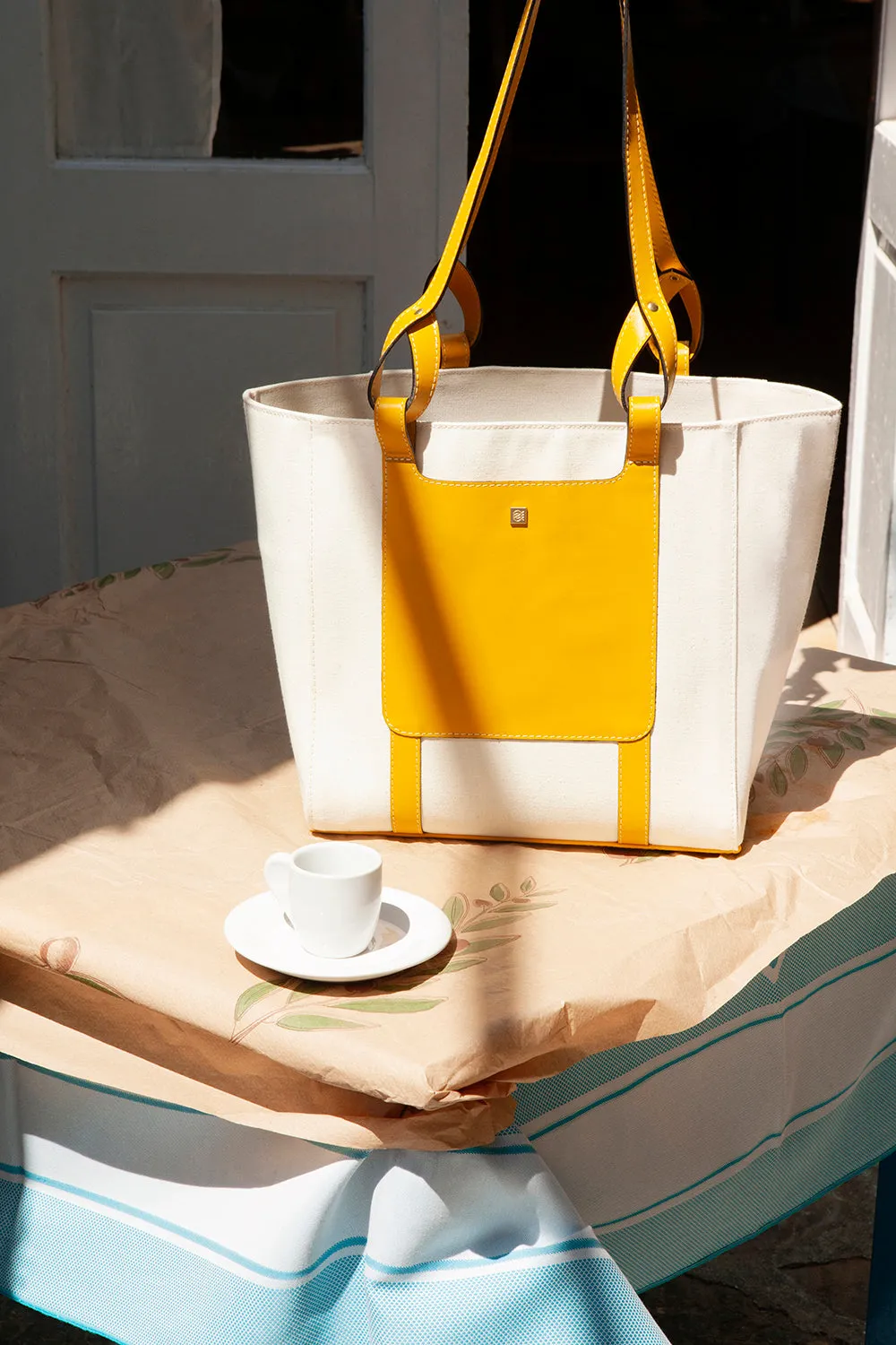 Patmos Bag | Fabric and Leather Tote