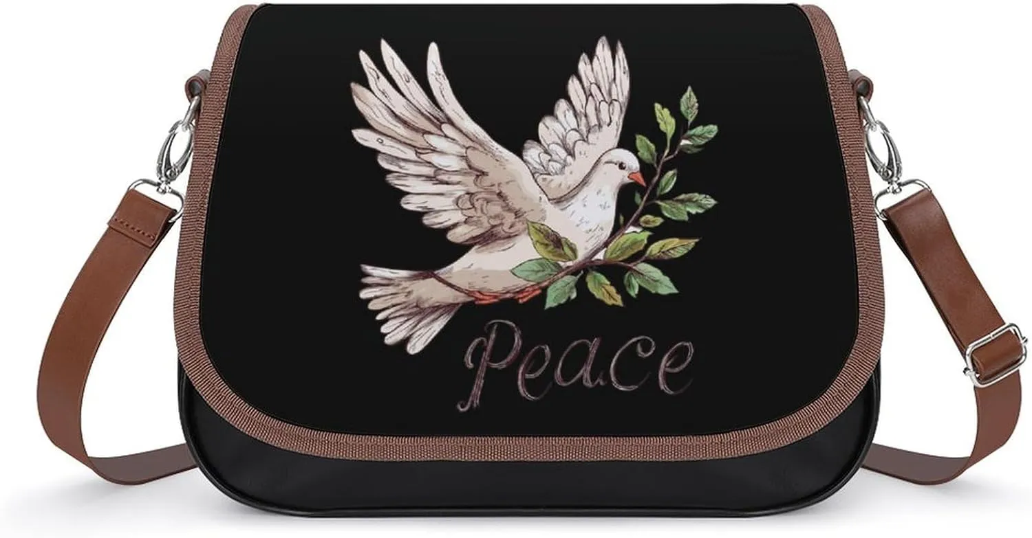 Peace Dove of Peace Crossbody Bags for Women Leather Tote Bag Handbag Purse for Work Travel