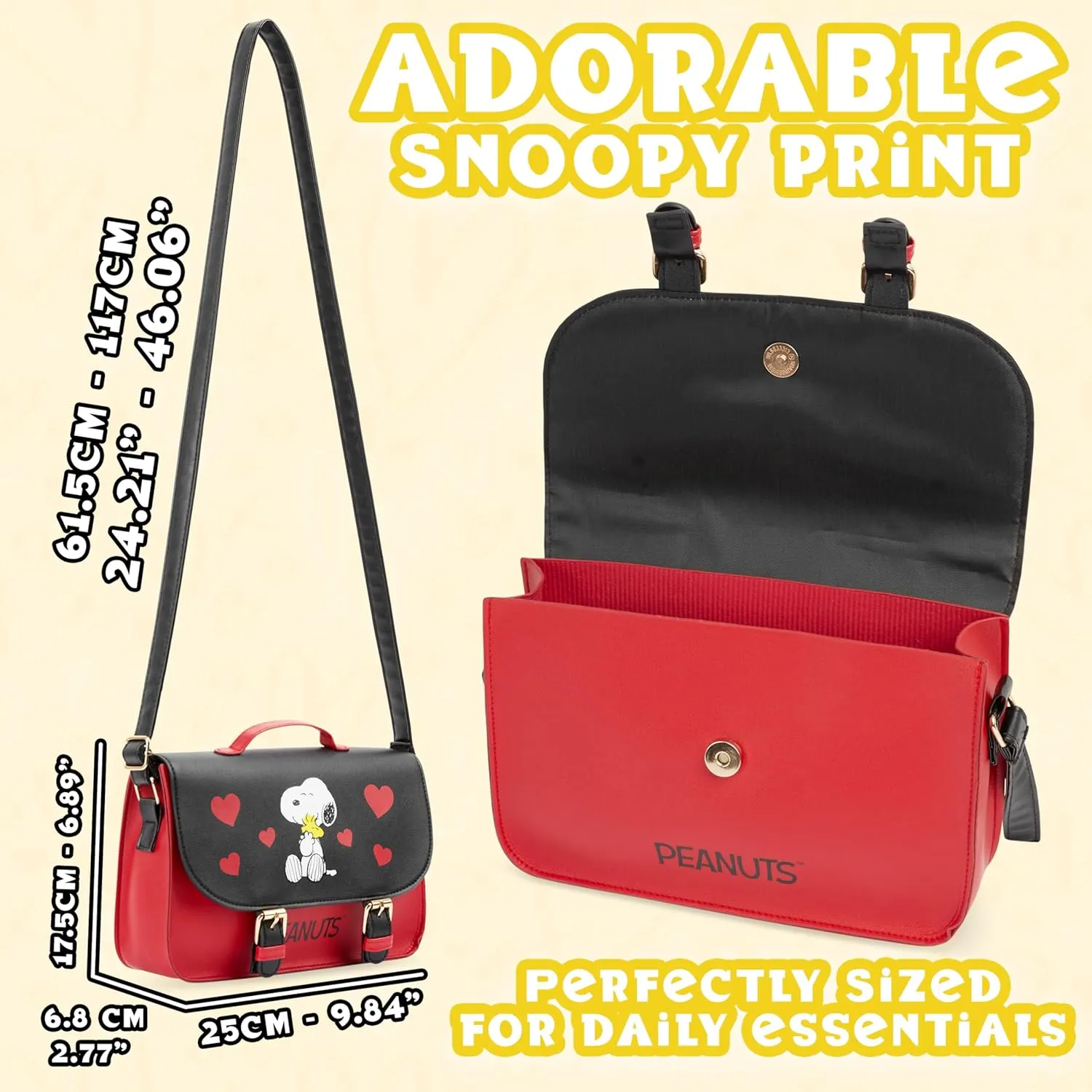 Peanuts Snoopy Crossbody Bag Girls Purse for Kids Teens Women Fashion Shoulder Bag