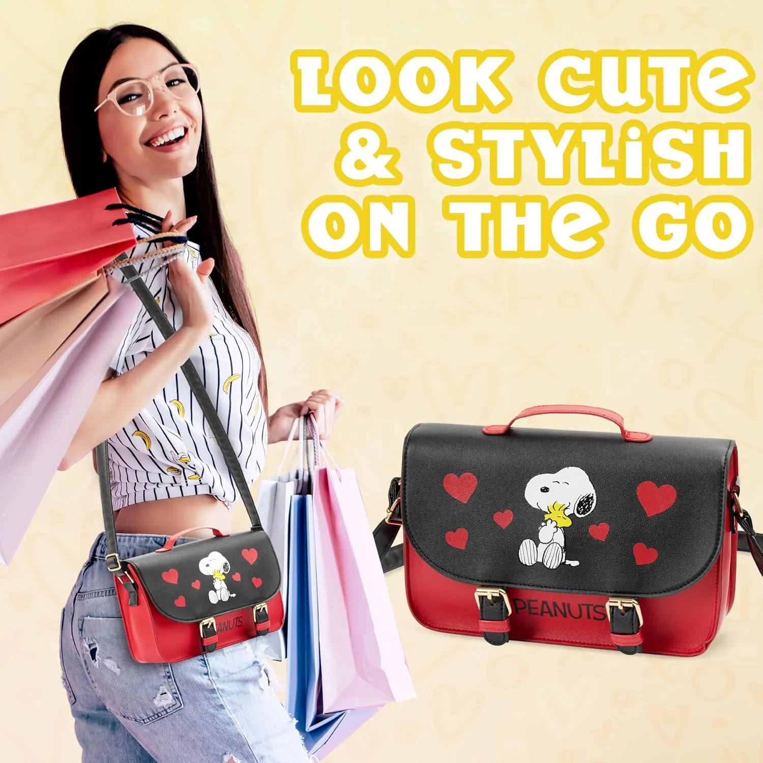 Peanuts Snoopy Crossbody Bag Girls Purse for Kids Teens Women Fashion Shoulder Bag