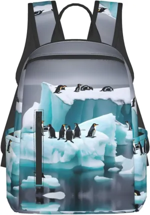Penguins On The Iceberg Print Lightweight Backpack, Travel Bookbag College Bag,Laptop Backpack For Men Women