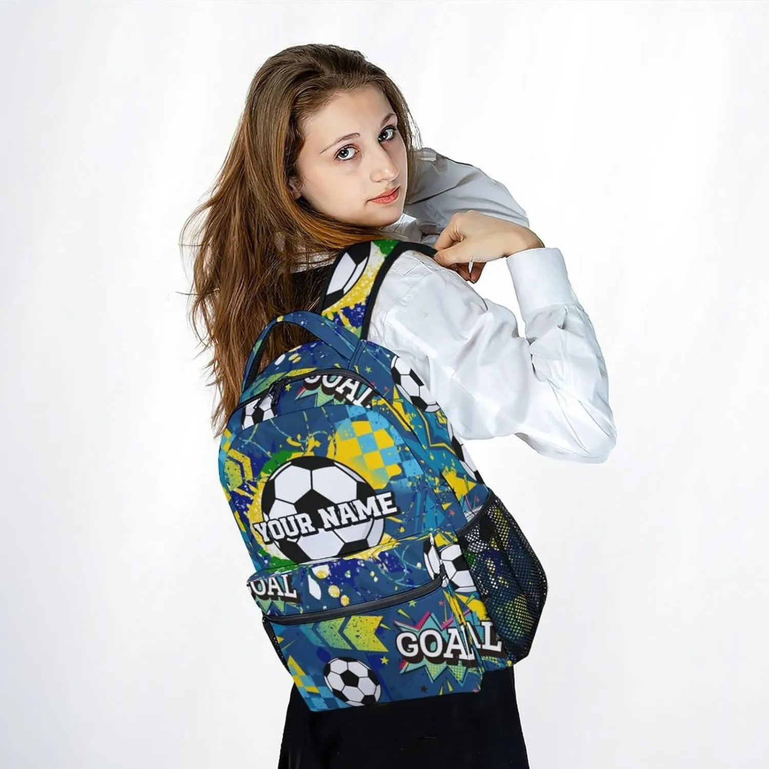 Personalized Backpack for Boys - 17 Inch Soccer Bookbag for Soccer Lovers - Lightweight Kids' Backpacks for Elementary Middle School